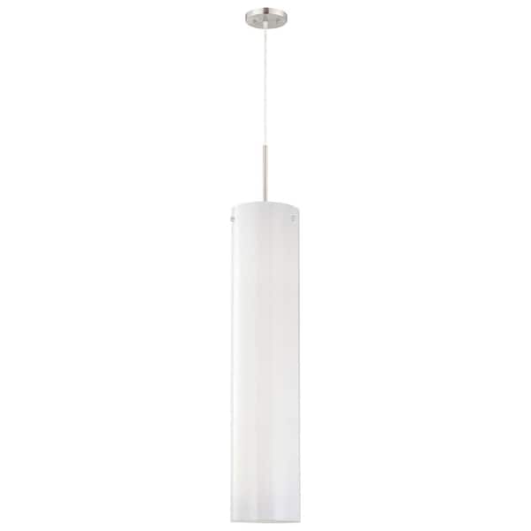 Volume Lighting Jannon Collection 3-Light Brushed Nickel Mini Pendant with White Acrylic Cylinder Shade