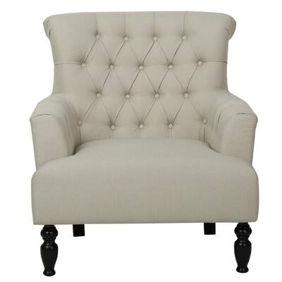 Noble House Tafton Natural Fabric Tufted Club Chair-560 - The Home Depot