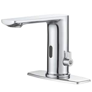 Automatic Sensor Touchless Single Hole Bathroom Sink Faucet With Temperature Mixing Valve In Polished Chrome