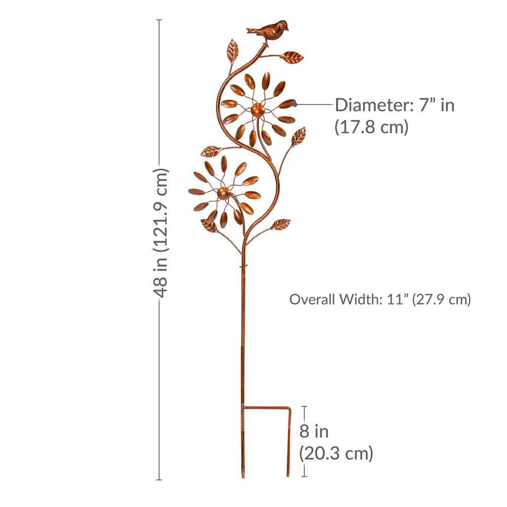 Copper Powder-Coated Iron Twirling Twigs 48" Garden Wind Spinner
