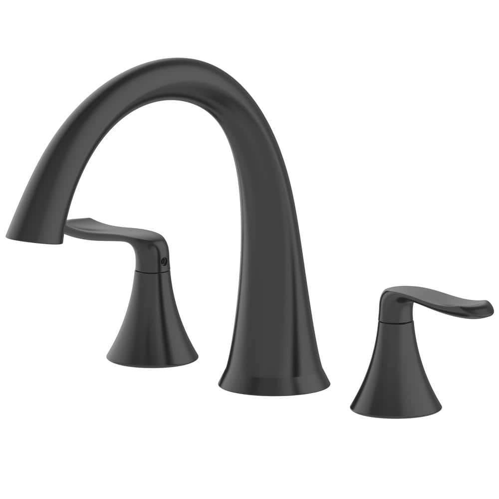 JACUZZI Piccolo 2-Handle Deck Mount Roman Tub Faucet in Matte Black FX ...