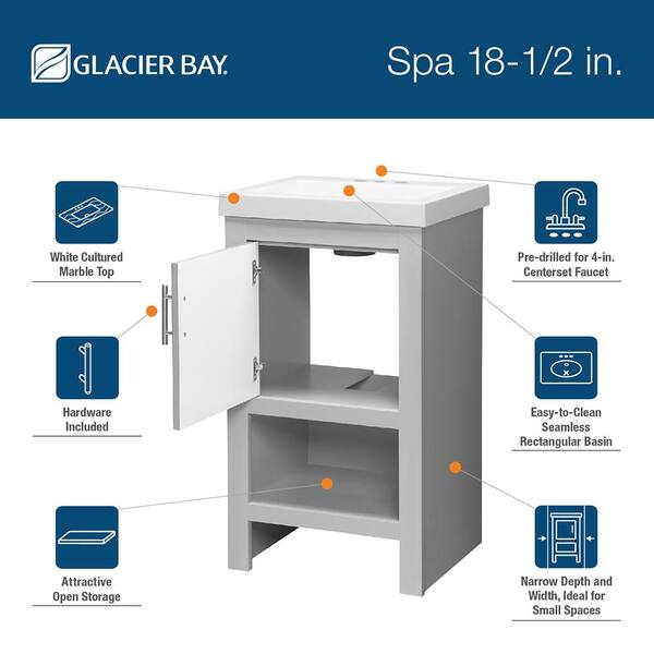 Spa 18-1/2 in. W Bath Vanity in Dove Gray with Cultured Marble Vanity Top in White with White Sink Spa 18-1/2 in. W Bath Vanity in Dove Gray with Cultured Marble Vanity Top in White with White Sink