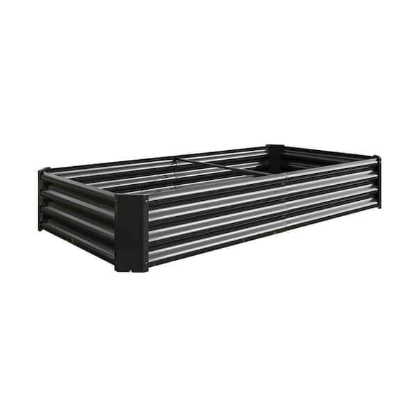 6 x 3 x 1 ft. Black Metal Rectangular Raised Garden Bed Outdoor Planter Box for Vegetables Flowers Herbs Fruits (1-Pack)