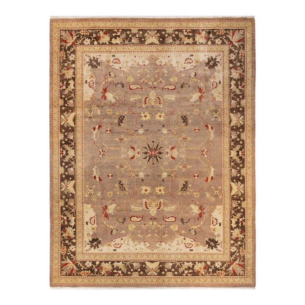 Eclectic Brown 9 x 12 Floral Wool Indoor Area Rug price history on PriceWatchPro