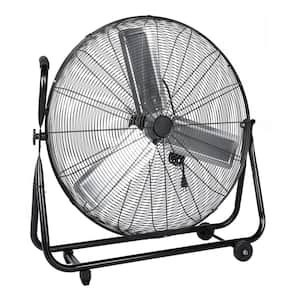 30 in. 3 fan speed Metal Industrial Floor Fan in Black with Roll Booster and 360° Adjustable Tilt