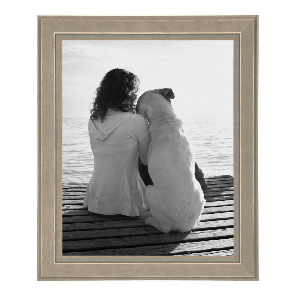 Distressed Gray 8x10 Solid Wood Tabletop and Wall Picture Frame Set