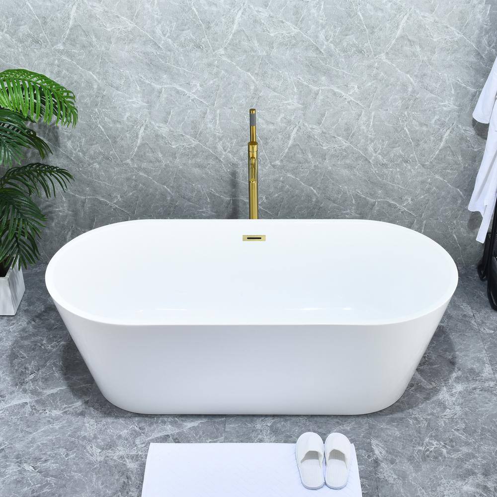 Brushed Gold Stainless Steel Freestanding Tub Faucet with Handshower