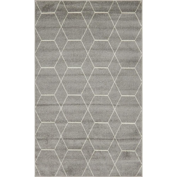 StyleWell Trellis Frieze Dark Gray/Ivory 8 ft. x 11 ft. Geometric Area Rug