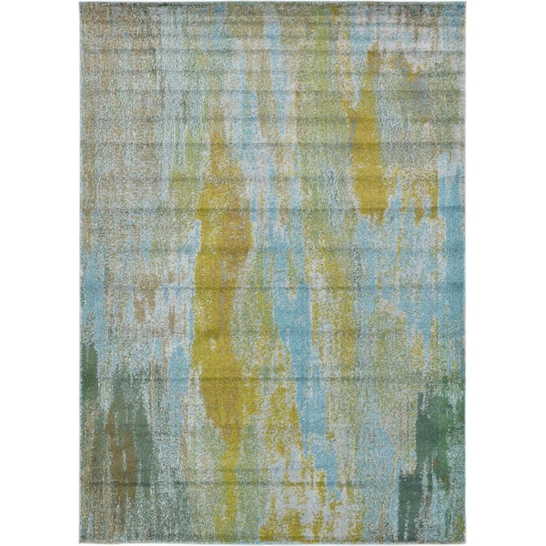 Unique Loom Jardin Lilly Turquoise 7' 0 x 10' 0 Area Rug