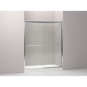 Fluence 59.625 in. W x 75 in. H Sliding Frameless Bathtub Door in Bright Polished Silver with Handle