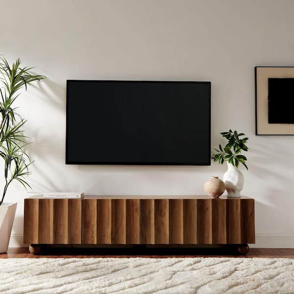 Sorren 71 Inch Scalloped TV Stand in Walnut