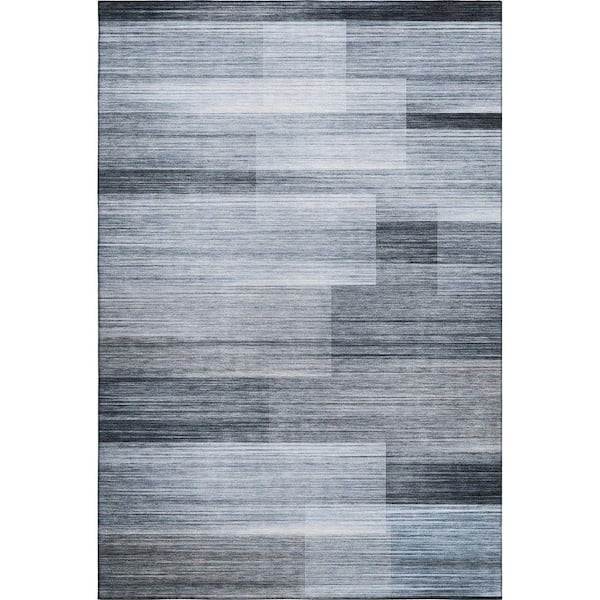 Mayfield Premium Machine Washable Abstract AMF2082 Denim 5 ft. x 7 ft. 6 in. Area Rug