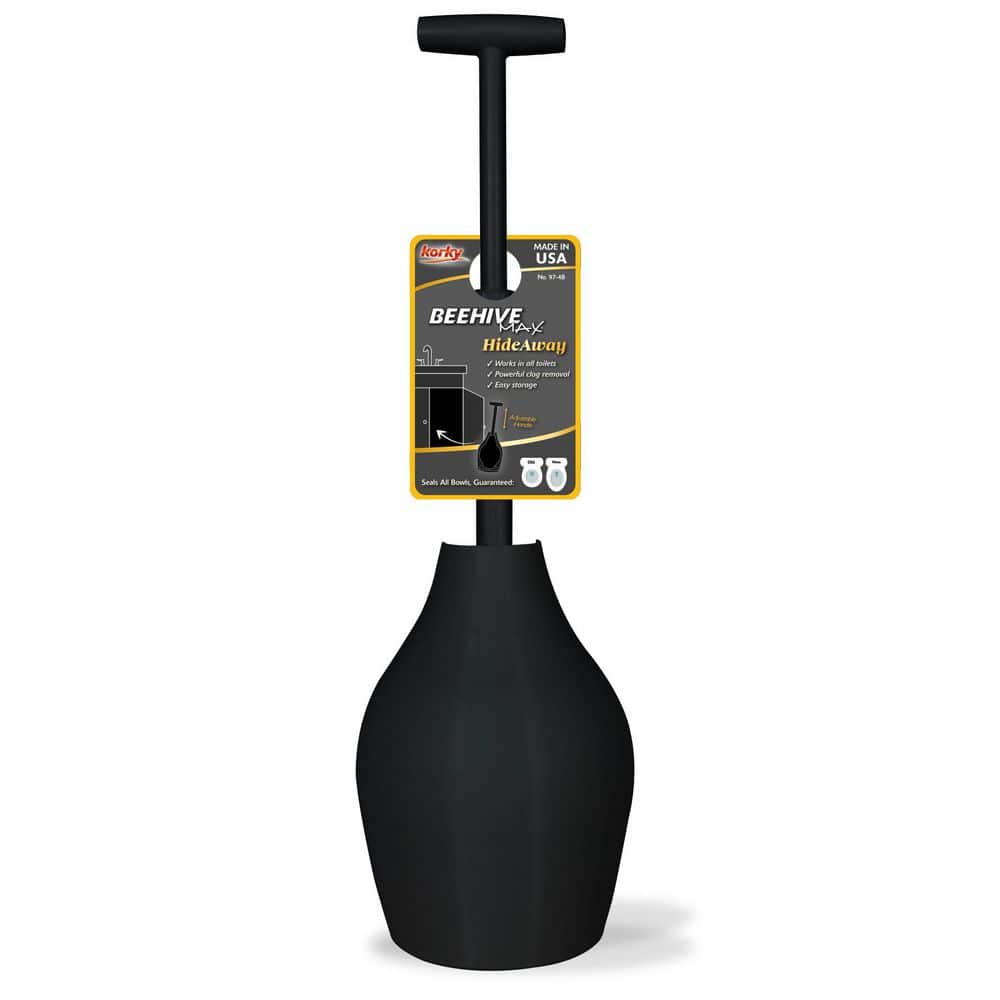 Korky Beehive Max Hideaway Toilet Plunger and Holder, Black 97-4B