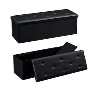 Storage Ottoman, Foot Rest Stool Footstool Ottoman, Small Square Cube Chest for Living Room/Dorm/Entryway 43 in. Black