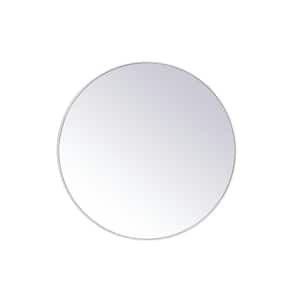 Large Round White Modern Mirror (45 in. H x 45 in. W)