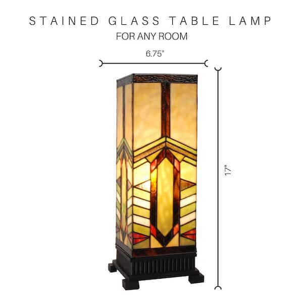 Mission Style Stone Mountain Shade, Stained Glass Accent Lamps