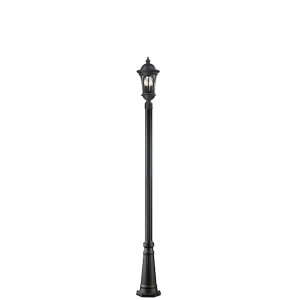 Unbranded Doma 113.25 in. 3 Light Black Aluminum Hardwired Outdoor Weather Resistant Post Light Set with No Bulbs Included