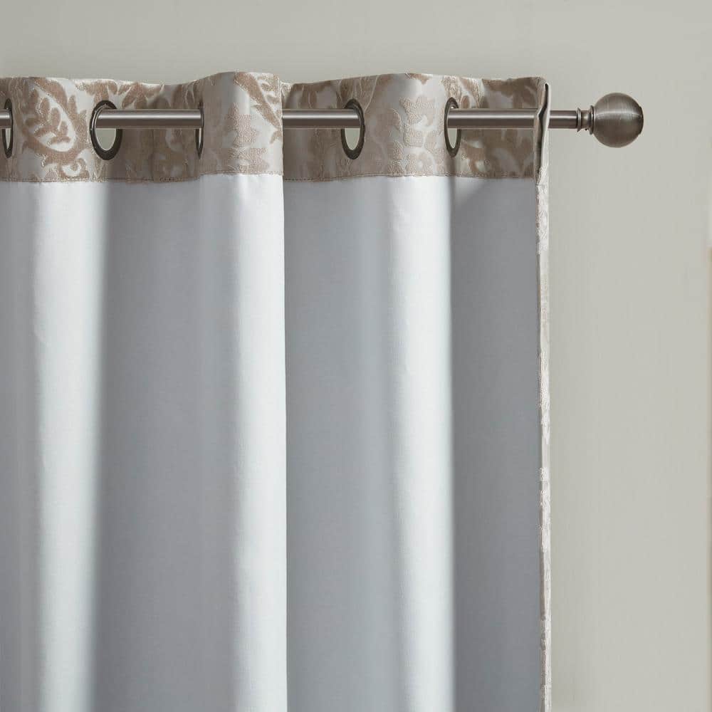 Champagne Jacquard Paisley Blackout Grommet Window Panel, 50" x 95"