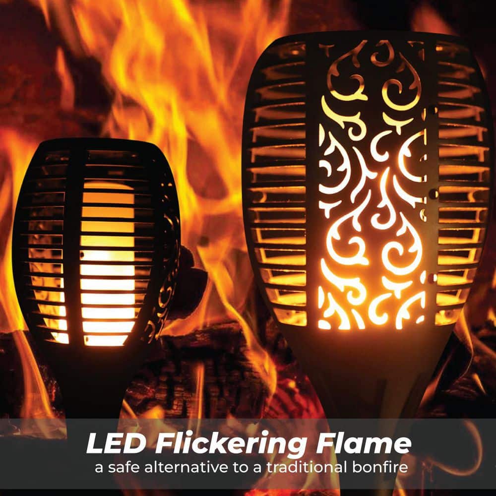 Xodo FL1 Solar Torch Lights with Flickering Flames, 4-Pack