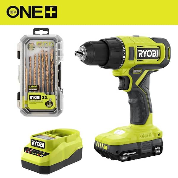 ONE+ 18V Cordless 1/2 in. Drill/Driver Kit with 1.5 Ah Battery, Charger, and Titanium Drill Bit Set (22-Piece)