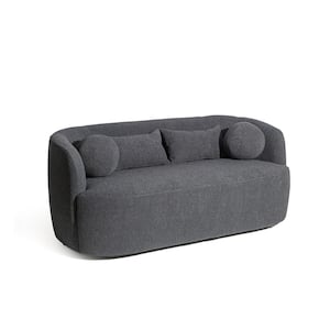 68 in. W Dark Gray Boucle Upholstered 2-Seats Loveseat with Pillows