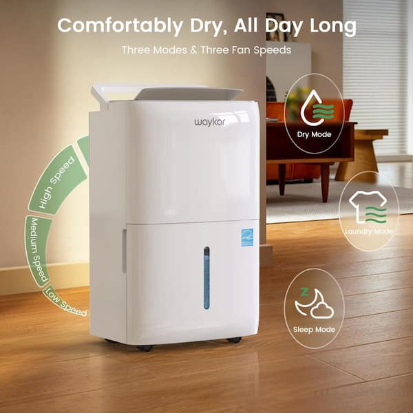 150 pt. 7,000 sq. ft. Energy Star Dehumidifier with Bucket for Wetroom, Basement and Garage with Auto Defrost in White