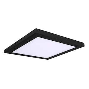 Square Slim Disk Length 10 in. Black New Construction Recessed Integrated LED Trim Kit Square Fixture 3000K Warm White