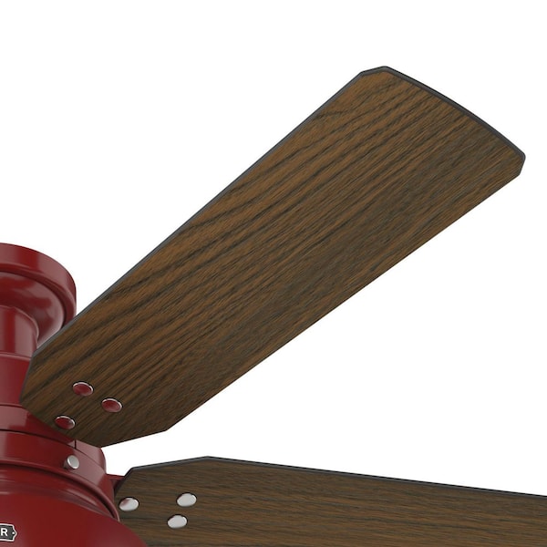 Hunter - Mill Valley 52 in. LED Indoor/Outdoor Low Profile Barn Red Ceiling Fan with Light