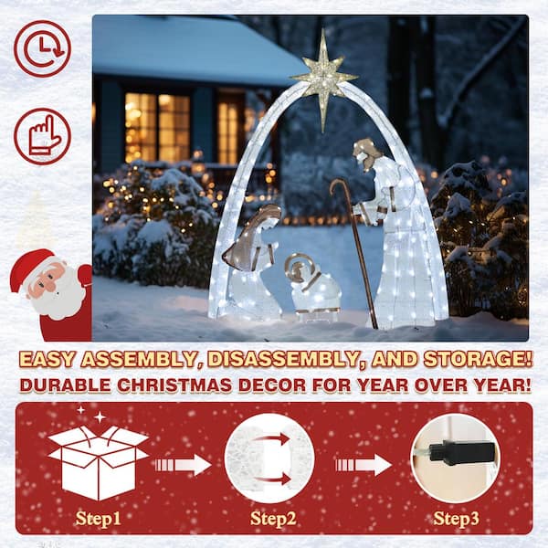 VEIKOUS 5 ft. Nativity Set Outdoor Christmas Holiday Yard