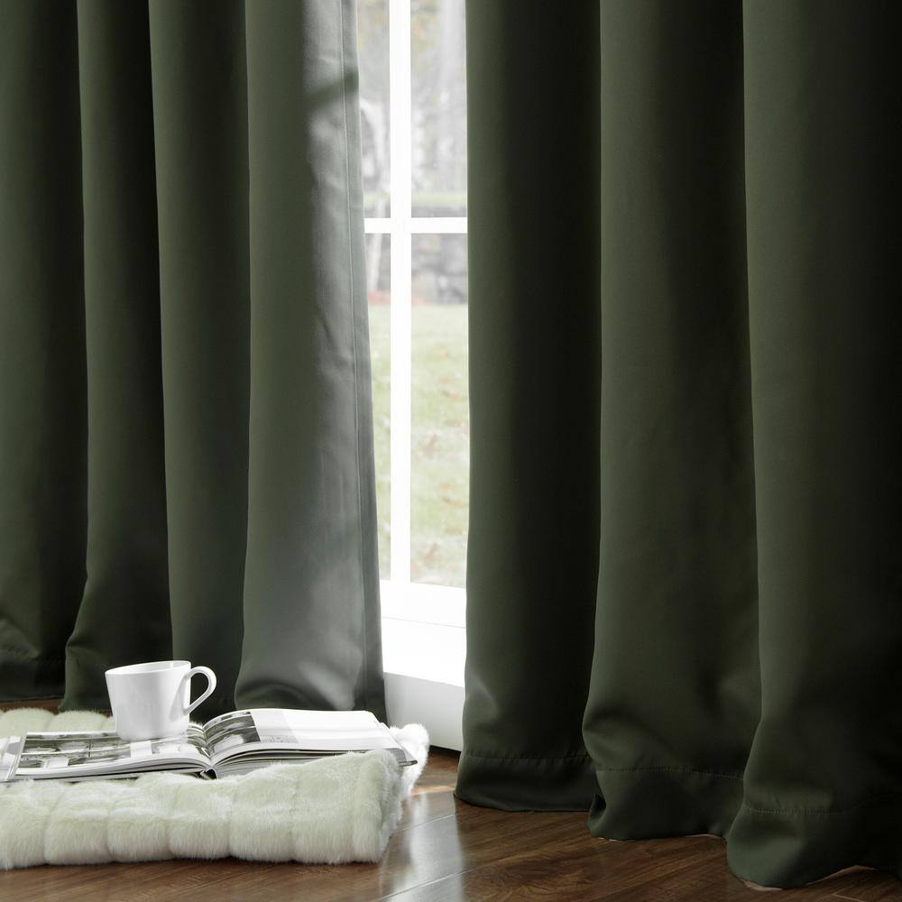 Moss Green 96" Blackout Polyester Grommet Curtains