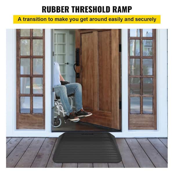 VEVOR Rubber Threshold Ramp, 4" Rise Threshold Ramp Doorway, 3 Channels