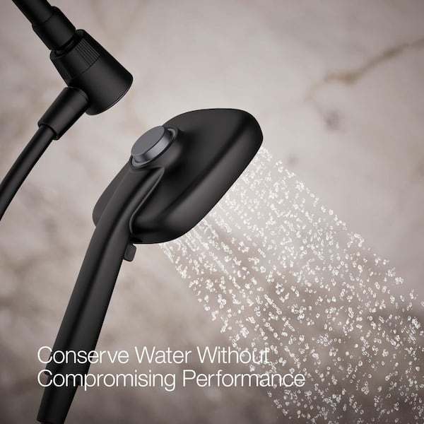 KOHLER Fordra 3-Spray Patterns with 1.75 GPM 5.375 in. Wall Mount Handheld Shower Head in Matte Black