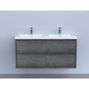 Sage 48" W Vanity in Smoke Oak with Reinforced Acrylic Vanity Top in White with White Basin