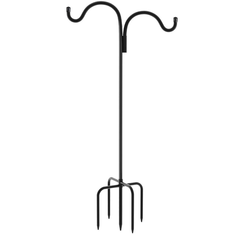 76 in. Black Steel Traditional Double Shepherd Hook