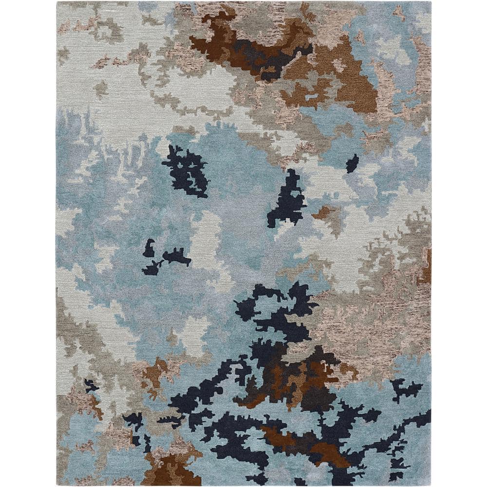 E1771 Blue 7 ft. 6 in. x 9 ft. 6 in. Hand Tufted Modern Wool and