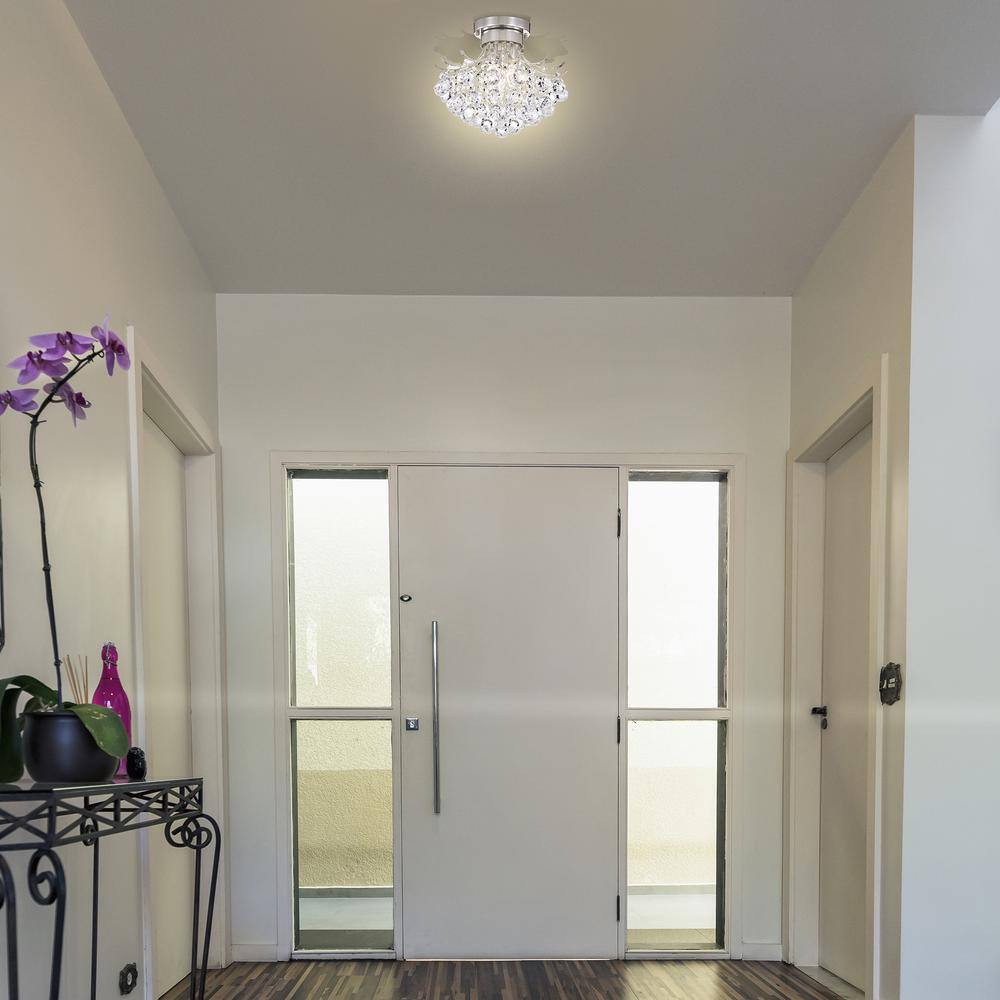 Chrome 15'' Flush Mount Chandelier with Crystals