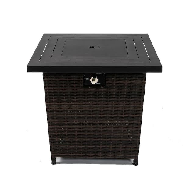 28 in. 40000BTU Wicker Square Fire Pit Table