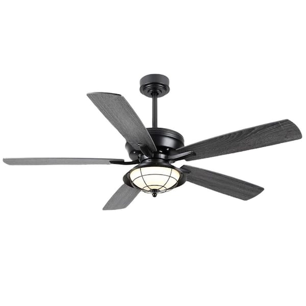 Kviflon 52 in. Indoor/Outdoor Black Ceiling Fan with LED Lights and Remote Wet Rated for Patios Gazebos and Backyards