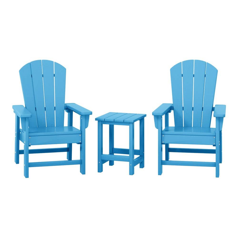 Children's Laguna Pacific Blue 3-Piece Plastic Outdoor Kids Adirondack Chair With Side Table Patio Conversation Set price history on PriceWatchPro