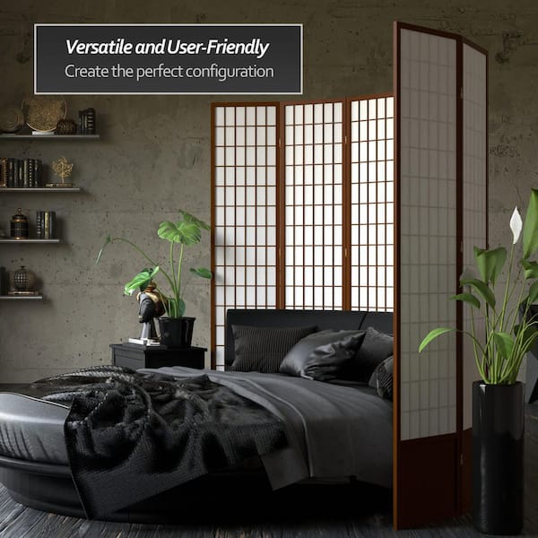 7 ft. Walnut 4-Panel Room Divider