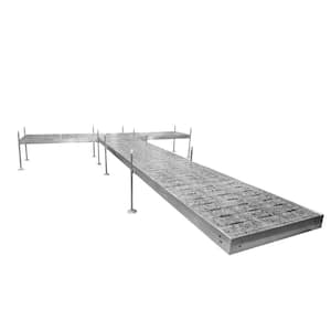 24 ft. T-Shaped Boat Dock System with Aluminum Frame and Thermoformed Terrazzo Decking