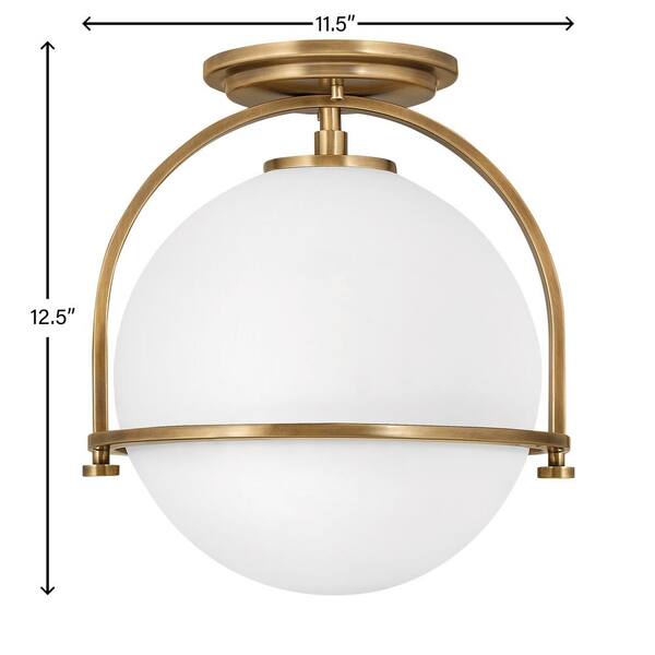 Somerset 11.5 In. 1-Light Heritage Brass Semi- Flush Mount