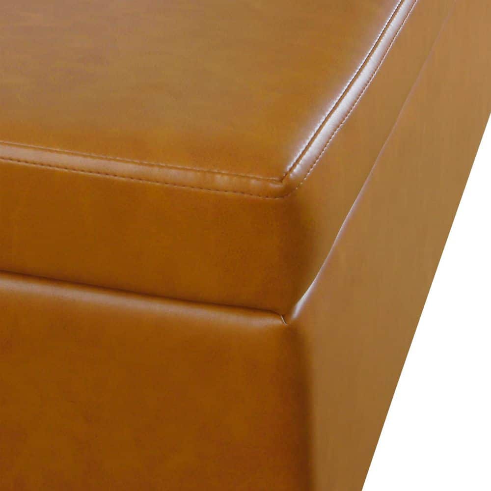 Carmel Faux Leather Large Storage Bench with Metal Legs