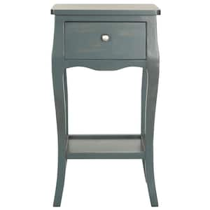 Thelma 16.1 in. Dark Blue Wood Storage End Table