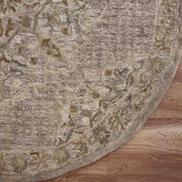 Bernadette Beige/Cream 4 ft. Round Area Rug