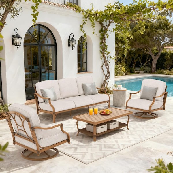 Arcadia 4-Piece Swivel Aluminum Outdoor Conversation Set with Cushion