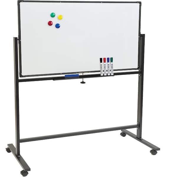 EXCELLO GLOBAL PRODUCTS Excello 48 in. x 32 in. Double Sided Mobile Whiteboard, Black