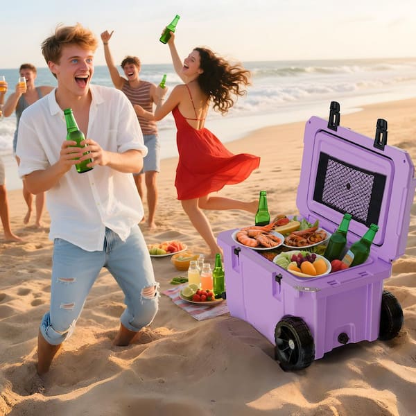 Gilati Purple 55 qt. Portable Chest Cooler, Leak-Proof Outdoor