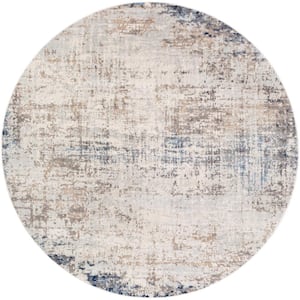 Hathor Navy 7 ft. x 7 ft. Modern Abstract Polypropylene Round Area Rug