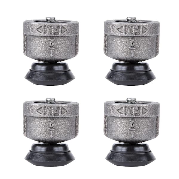PIPE DECOR 1/2 in. Black Malleable Iron Cap with Plastic Leveler Foot for 1/2 in. Pipe Leg Furniture (4-Pack)